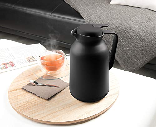 Rosenstein & Söhne Thermo Teekanne mit Sieb: 2in1-Vakuum-Isolierkanne für Kaffee und Tee, mit Teesieb, 1 Liter (Tee Isolierkanne mit Sieb, Isolier Teekanne mit, Trinkflasche mit Tragegriff) – Bild 7
