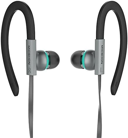 YIFAFESU Sports Earhook Headphones with Remote and Mic Noise Sound Isolating Sports Earbuds for Running Gym Jogging Earphones for MP3 MP4 Apple devices, Android smartphones (Silver)