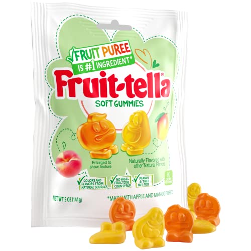 Fruittella Soft Gummy Candy, Peach and Mango Fruit Flavors, 5 oz (Pack