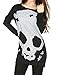 Allegra K Women Long Sleeve Skull T Shirts Loose Blouses Long Tunic Tops, Black, Large / US 14