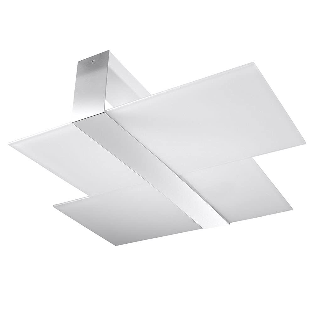 Ceiling lamp LED Massimo SL.0188 SOLLUX Modern Plafond lamp White Chrom E27 2-Light Glass & Metal Square for The Kitchen and The Bedroom