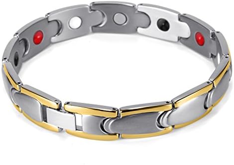 Yntmerry Cross-country supply of stainless steel men's magnetic bracelets fashion magnetic treatment of a jewelry bracelet,Gold Silver Quad 992SGFIR