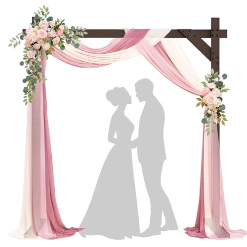 Chamvis 7.48FT Wooden Wedding Arch Frame, Wood Square Arch Backdrop Stand Wedding Arbor for Ceremony and Outdoor Lawn Decorations