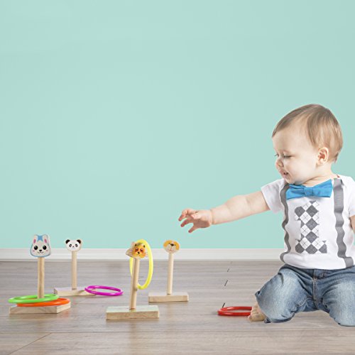 Hey!Play! Kids Zoo Animal Ring Toss Game Set-Indoor Outdoor Old-Fashioned Horseshoe Toy-Fun Preschool Age Learning Activity for Boys and Girls