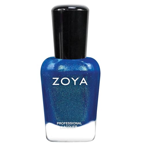 ZOYA Marlena Nail Polish, Mid-Toned Cerulean Blue Polish with Gold Fleck Effect, Warm-Tone Statement Color, Big10Free Vegan, 0.5 fl oz at Amazon
