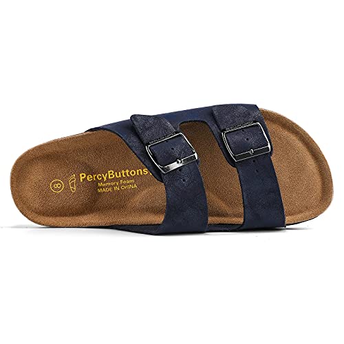 PercyButtons Mens Arizona Soft Cork Footbed Leather Sandals Arch Supprot With Adjustable Buckle