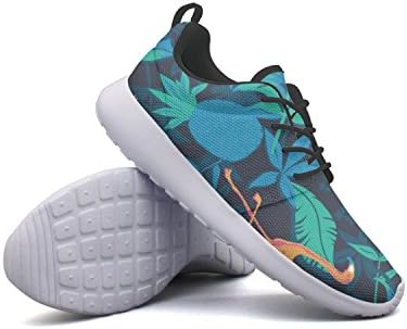 Saerg Bearry Men's Tropical Plam Tree Leaves Flamingos Lightweight Mesh Running Shoes Print Sneakers