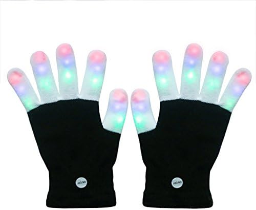 HONGZHESHEN Flashing Colorful LED Finger Lights Toys with Lights 3 Colorful 6 Modes Rave Gloves For Party,LED Gloves Hip Hop Party,Jogging,Camping,Christmas Led Gloves, (LED Adult Gloves)
