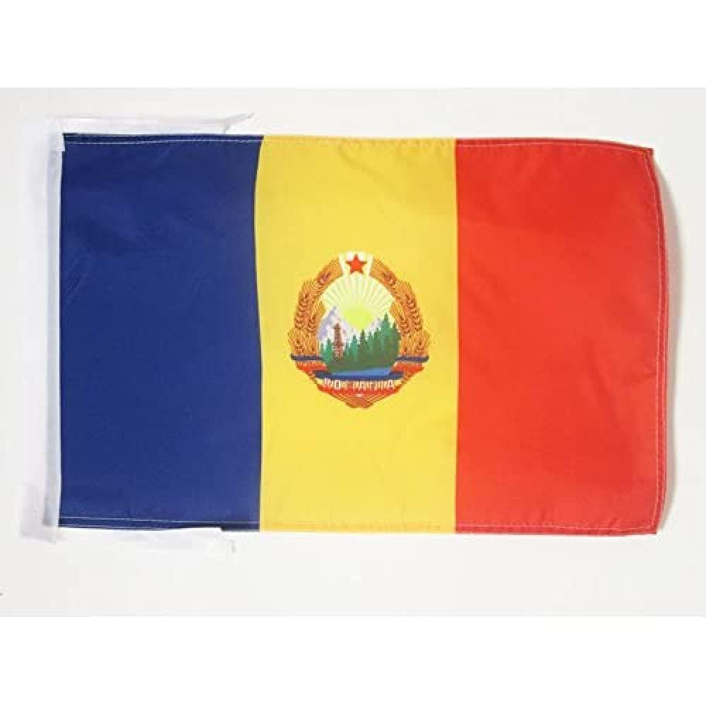 AZ FLAG - Socialist Republic of Romania 1947-1989 Flag - 18'' x 12'' - 100% Polyester Romanian People's Republic Small Banner with Two Cords - Fade Resistant - Vivid Colors - 18x12 in - 45x30 Cm โ image 1