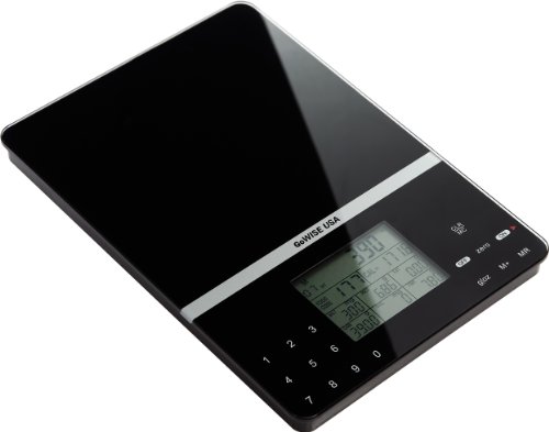 GoWISE USA Multifunction Slim Digital Kitchen Nutritional Scale 11 Lbs Capacity Tempered Glass GW22005
