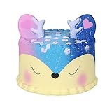 CSSD Kawaii Jumbo {Cartoon Deer Cake} {Squishy} {Slow Rising} {Cream Scented} Stress Reliever Toys (Blue)