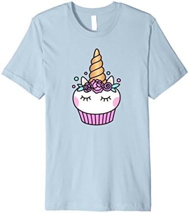 Funny Cute Unicorn Cupcake With Golden Horn Premium T-Shirt