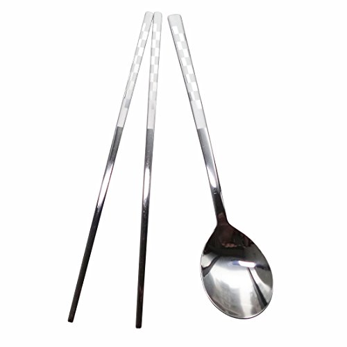 Stainless Steel Spoons and Chopsticks Set Mosaic Pattern