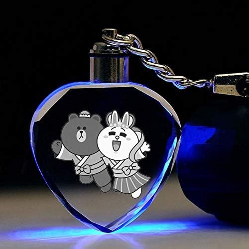 TUDUDU Cartoon Bear Brown Bunny Cony Led Key Chains Funny Cute Pendant Light Crystal Heart Keychain Llaveros Porte Clefs Kids Toy Gifts