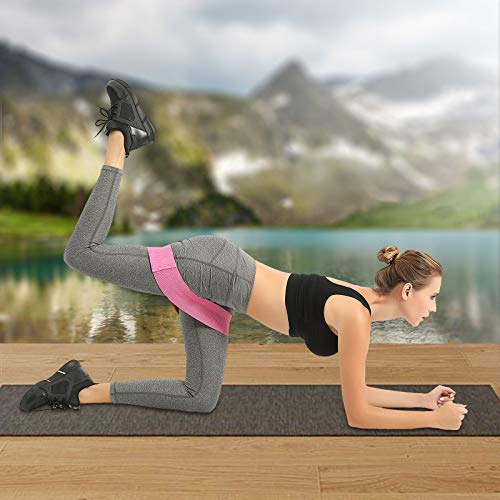Tiaoyeer Hip Resistance Band for Legs and Butt Workout Non Slip Hip Exercise Band,Set of 3 Hip Band Exercise Loop for Warm up, Arms, Glutes, Abs, 80 Day Obsession, Never Roll Up & Carry Bag