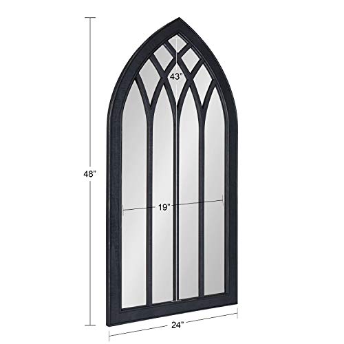 Kate and Laurel Winn Farmhouse Windowpane Wall Mirror, 24 x 48, Black