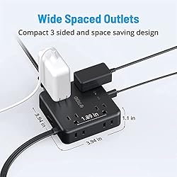 Surge Protector Power Strip 10 ft Cord - Flat Plug