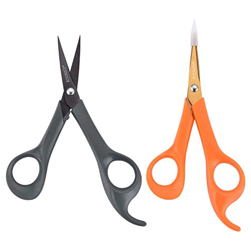 KUONIIY Micro-Tip Scissors,6 Inch Pointed Comfort-Grip Handles Sharp Titanium Blades, 4-Pack
