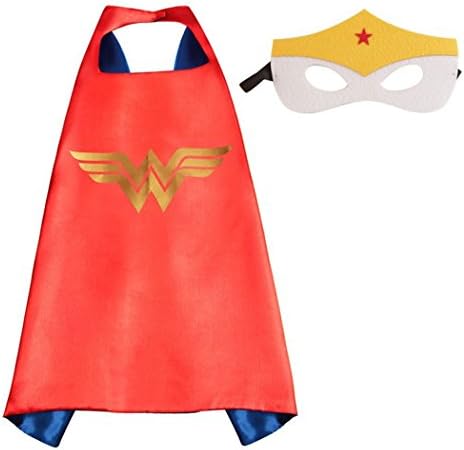 Whoopgifts Wonder Woman Superhero Capes Costumes with Masks for Kids Girls and Boys Halloween, Birthdays Party Favors