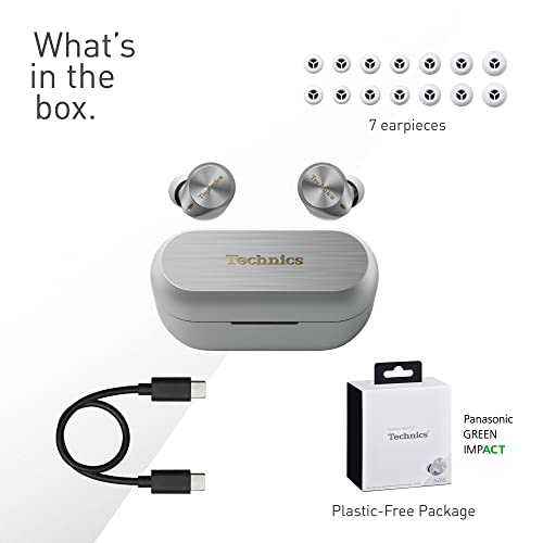 Technics EAH-AZ80E-S kabellose Ohrhörer mit Noise Cancelling, Multipoint Bluetooth 3 Geräte, bequemer In-Ear-Ohrhörer, Kabelloses Laden, Silber 9
