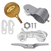 YYfamily Flag Pole Parts Repair KIT 2" Diameter Truck Pulley 3" Gold Ball Cleat Clips Rope for 2" Top