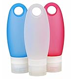 iNeibo 3.3 oz set of 3 Silicone Travel Bottles TSA Airline Carry On Approved Squeezable Refillable Travel Containers For Shampoo, Conditioner, Lotion, Toiletries (3, 3.3oz)