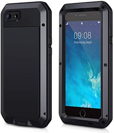 Tentoki iPhone 7/8 Case, Tough Armour metal case, Full Body Rugged with Built-in Screen Protector, Heavy Duty Protection Shockproof Case Cover for iPhone 7/8 4.7 inch - Black