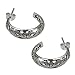 NOVICA 925 Sterling Silver Half Hoop Post Earrings, 30mm, 'Moon in the Forest'