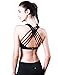 QUEENIEKE Women's Medium Support Strappy Back Energy Sport Bra Cotton Feel Size L Color Black Pro