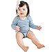 Woolino 100% Superfine Merino Wool Baby Bodysuit - Long Sleeve Onesies for Boy and Girl - 6-12 Months - Oat