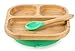 Baby Toddler Stay Put Dish, Kids Suction Plate, Bamboo Cute Dinnerware (Green)
