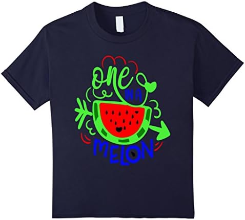 unisex-child One In A Melon Shirt Funny Watermelon Pun Summer Fruit 6 Navy