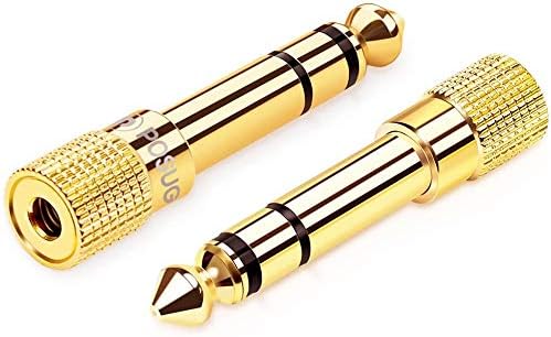 POSUGEAR Headphone Adapter jack 6.35mm (1/4 inch) to 3.5mm (1/8 inch)-2 Pack
