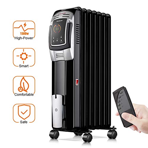 Homeleader 1500W Oil Heater, Space Heater with LED Display Screen, 24