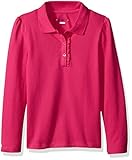 The Children's Place Girls' Big Girls' Long Sleeve Ruffle Polo Shirt, Aurora Pink, Medium/7/8