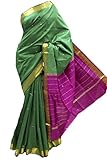 Krishna Sarees Women's ASB3422 Green and Purple Art Silk Saree Unstitched Blouse Piece Green