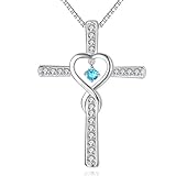 Milamiya Infinity Love God Cross CZ Pendant Necklace with Birthstone, Birthday Gifts, Jewelry for Women, Girls