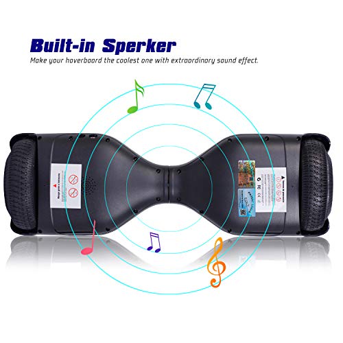 Felimoda 6.5" inch Two Wheels Electric Smart Self Balancing Scooter Hoverboard with Wireless Speaker LED Light-UL 2272 Certified for Kids Gift and Adult,Black