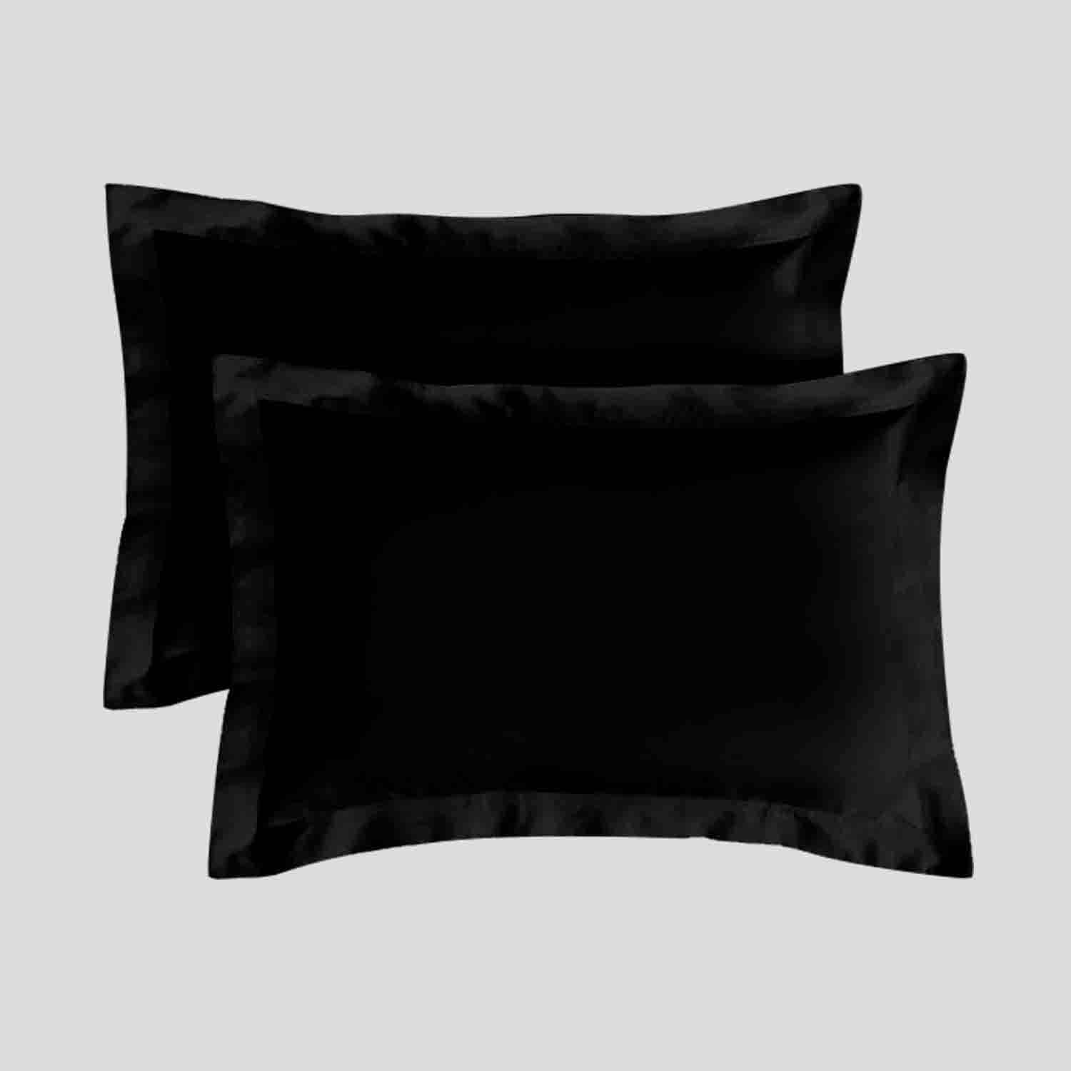 200 Thread Count Premium Oxford Pillow Cases 2 Pack- 50 x 75 Envelope Closure Egyptian Cotton Pillow Cases- Black