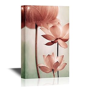 Canvas Wall Art - Lotus Flowers - Gallery Wrap Modern Home Art | Ready to Hang - 12x18 inches