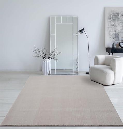 Mia´s Teppiche Taos – kuscheliger Kurzflor Teppich in Felloptik, super Soft & waschbar bis 30°C, mit Anti-Rutsch-Unterseite, Wohnzimmer & Schlafzimmer
