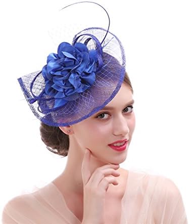 Sinamay Feather Fascinator Headband Flower Derby Hat for Women