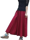 Soojun Women's Solid Cotton Linen Retro Vintage