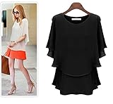 QZUnique Women's Plus-size Double Layers Chiffon Blouse Shirts Top