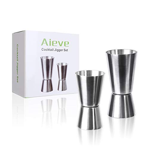 AIEVE 2 Stück Cocktail Messbecher Edelstahl Barmaß Jigger 15/30ml und 25/45ml Werkzeug Zubehör für Cocktails Spirituosen…