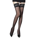 Women Lace Top Thigh High Stockings [2 Packs] with Anti Slip Silicone