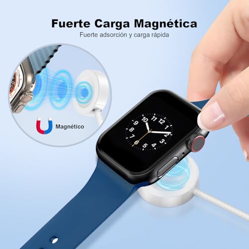 PUROVERO Cargador para Apple Watch 1M, Cable Tipo-C de de Carga Rápida Trenzado y Magnética, Cargador Original Compatible con Todos Los Modelos de iWatch