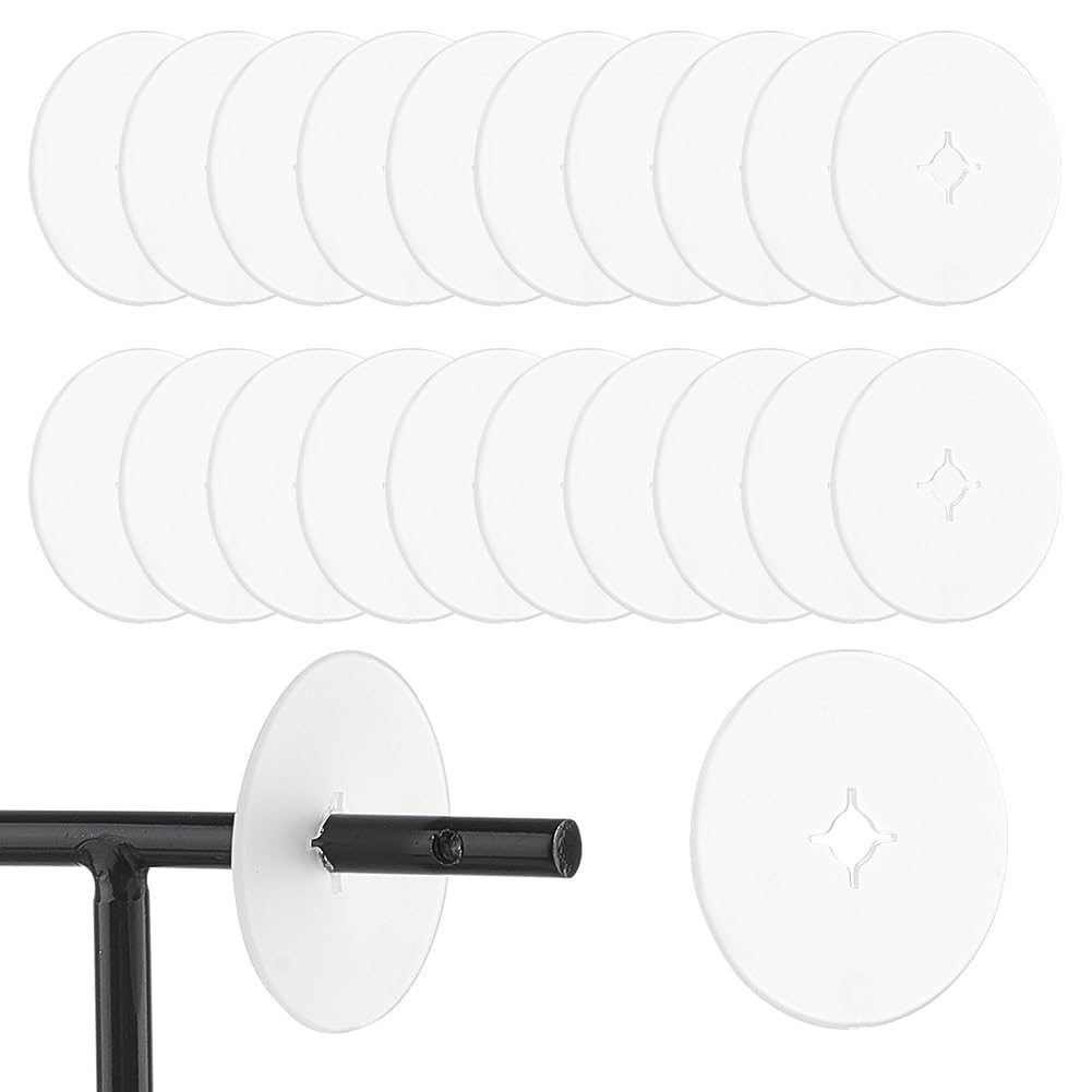 BENECREAT 200 Pack Peg Hook Product Stoppers, 25.5mm Display Peg Stoppers, Clear Plastic Round Inventory Control Clips for Keeping Merchandise on Display Hooks, 1mm Thick