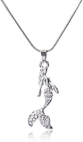 Wxbox Crystal Mermaid Pendant Necklace Jewelry for Little Girls