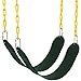 Tree Huggear Playground Swing Seat - 2 Pack - Heavy Duty Flexible Green Belt Seat with Yellow Plastic Coated Metal Chain- Fun Safe Swinging for Adults and Kids